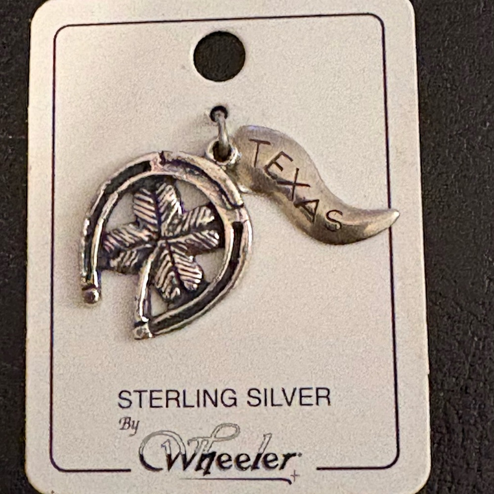 Sterling Silver Texas Horseshoe & Clover Charm by Wheeler
